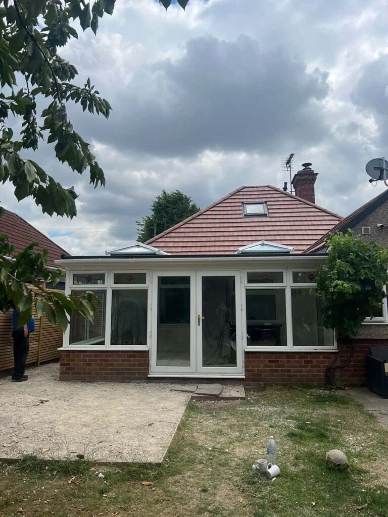 This is a photo of a hipped roof on a bungalow that has just had roof repairs carried out. Works carried out by Clay Cross Roofing Repairs